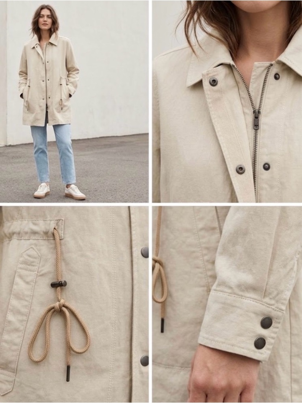 CAbi Linen Cotton Drawstring Utility Jacket
